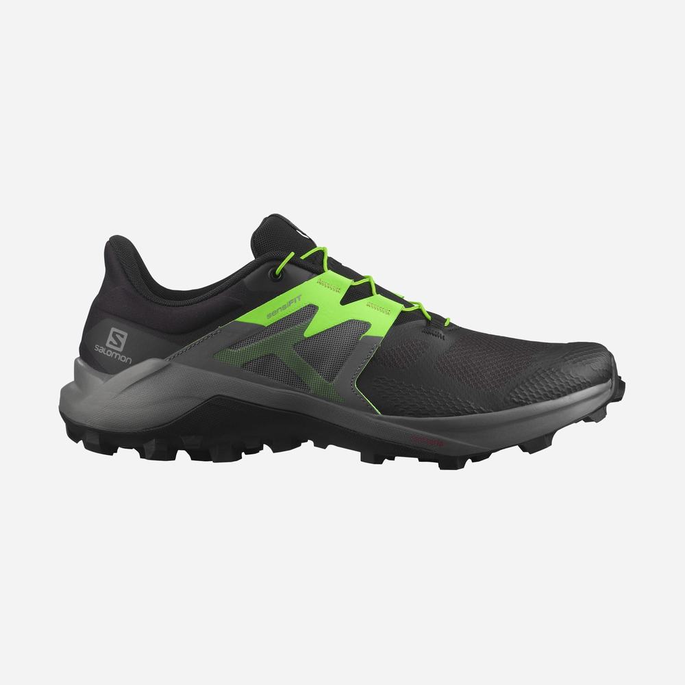 Men\'s Salomon Wildcross 2 Trail Running Shoes Black/Green | NZ-2781356