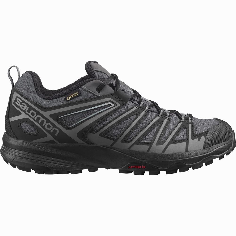 Men\'s Salomon X Crest Gore-tex Hiking Shoes Black | NZ-8923641