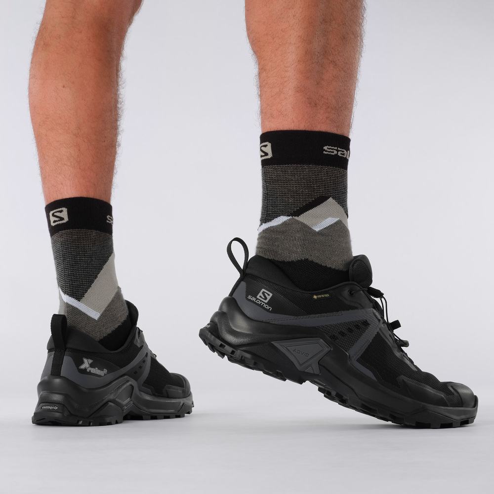 Men's Salomon X Raise 2 Gore-tex Hiking Shoes Black | NZ-5870169