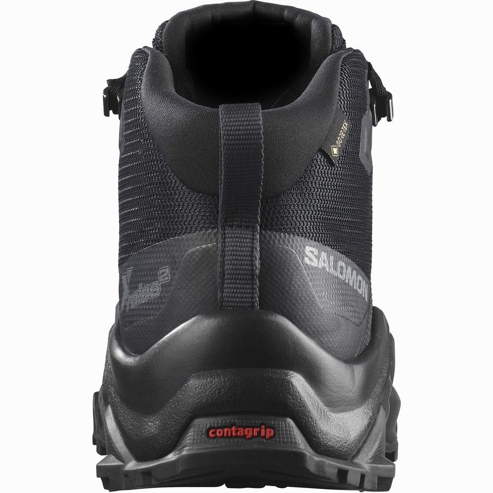 Men's Salomon X Raise 2 Mid Gore-tex Hiking Shoes Black | NZ-4362507