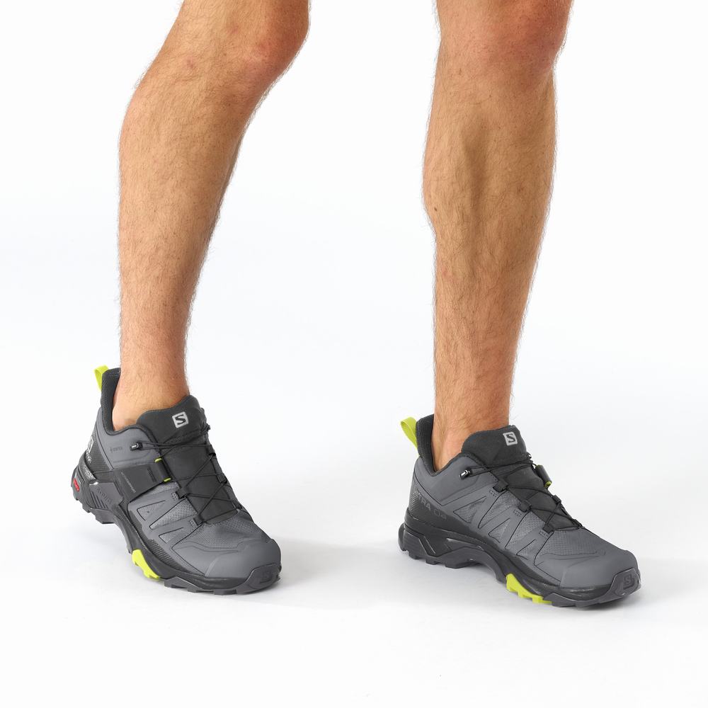 Men's Salomon X Ultra 4 Gore-tex Hiking Shoes Grey/Black/Rose | NZ-9083416