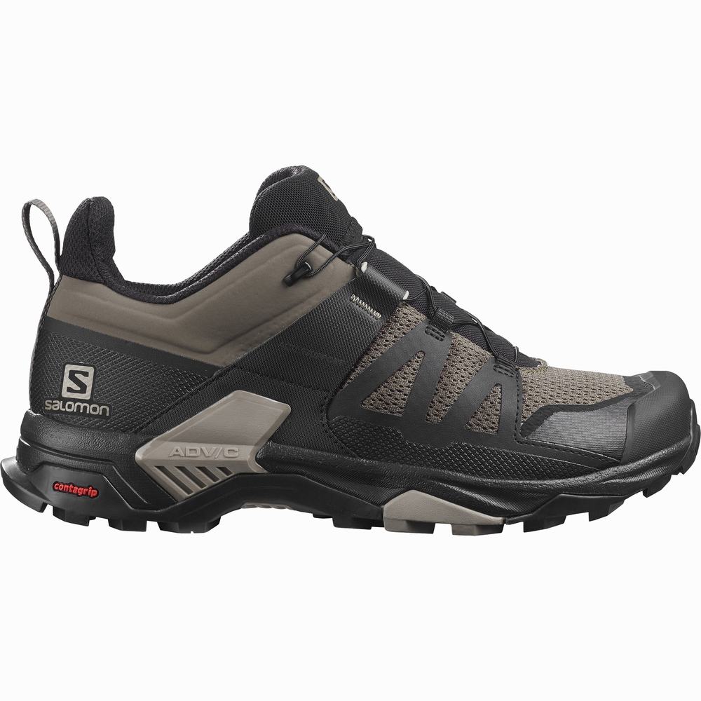 Men\'s Salomon X Ultra 4 Hiking Shoes Brown/Black/Khaki | NZ-2785946
