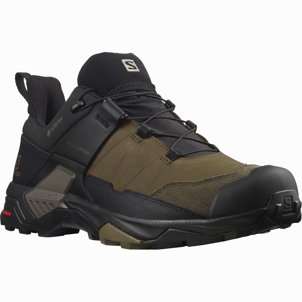 Men's Salomon X Ultra 4 Leather Gore-tex Hiking Shoes Brown/Black | NZ-7951284