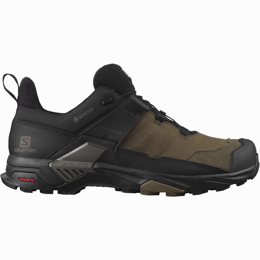 Men\'s Salomon X Ultra 4 Leather Gore-tex Hiking Shoes Brown/Black | NZ-7951284