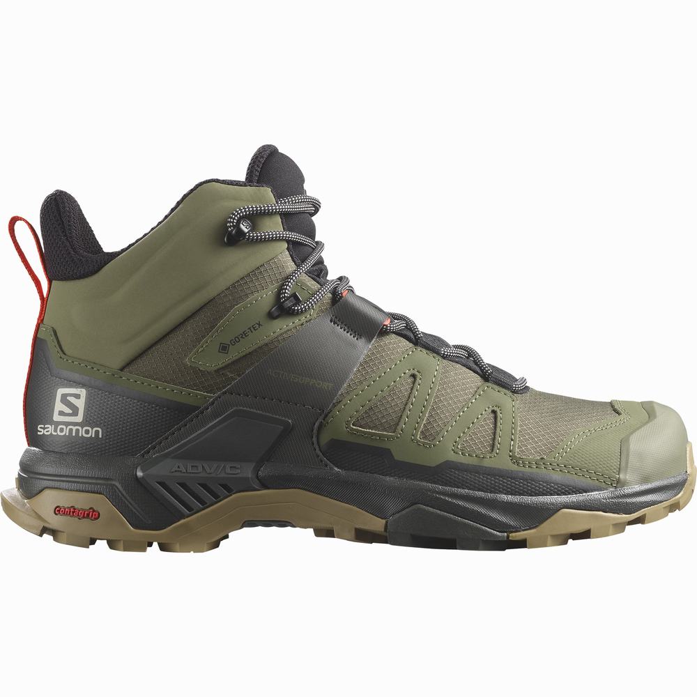 Men\'s Salomon X Ultra 4 Mid Gore-tex Hiking Boots Deep Green | NZ-2490165