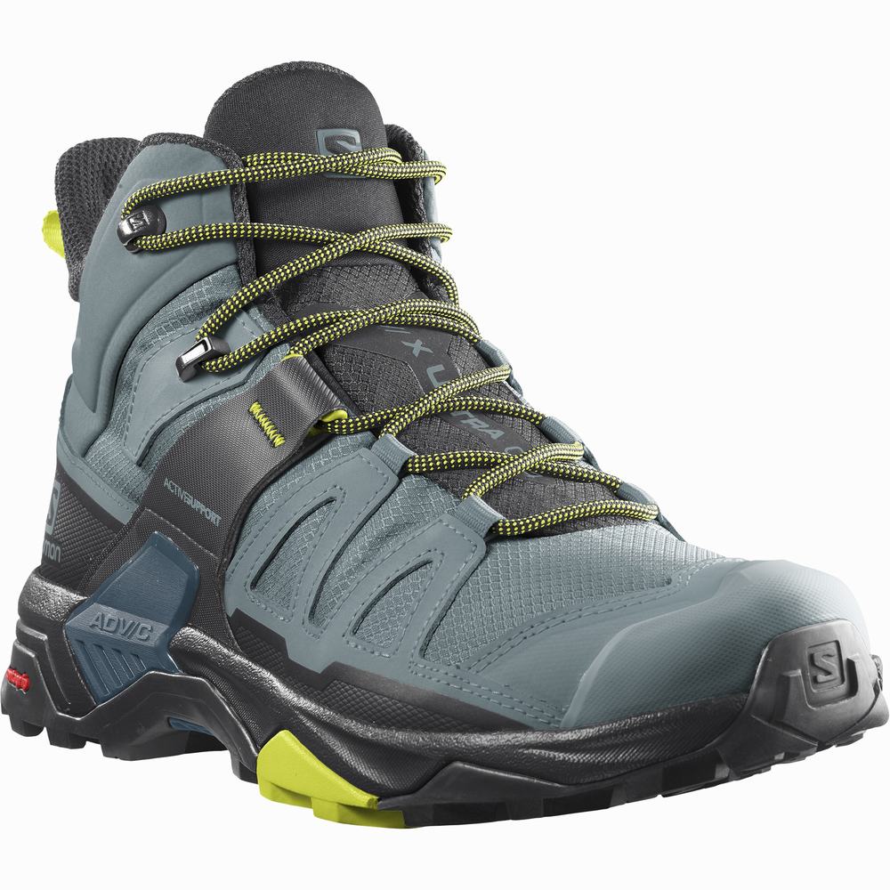 Men's Salomon X Ultra 4 Mid Gore-tex Hiking Boots Blue/Black/Rose | NZ-3691487