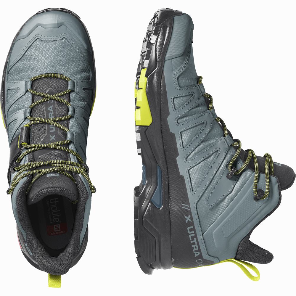 Men's Salomon X Ultra 4 Mid Gore-tex Hiking Boots Blue/Black/Rose | NZ-3691487