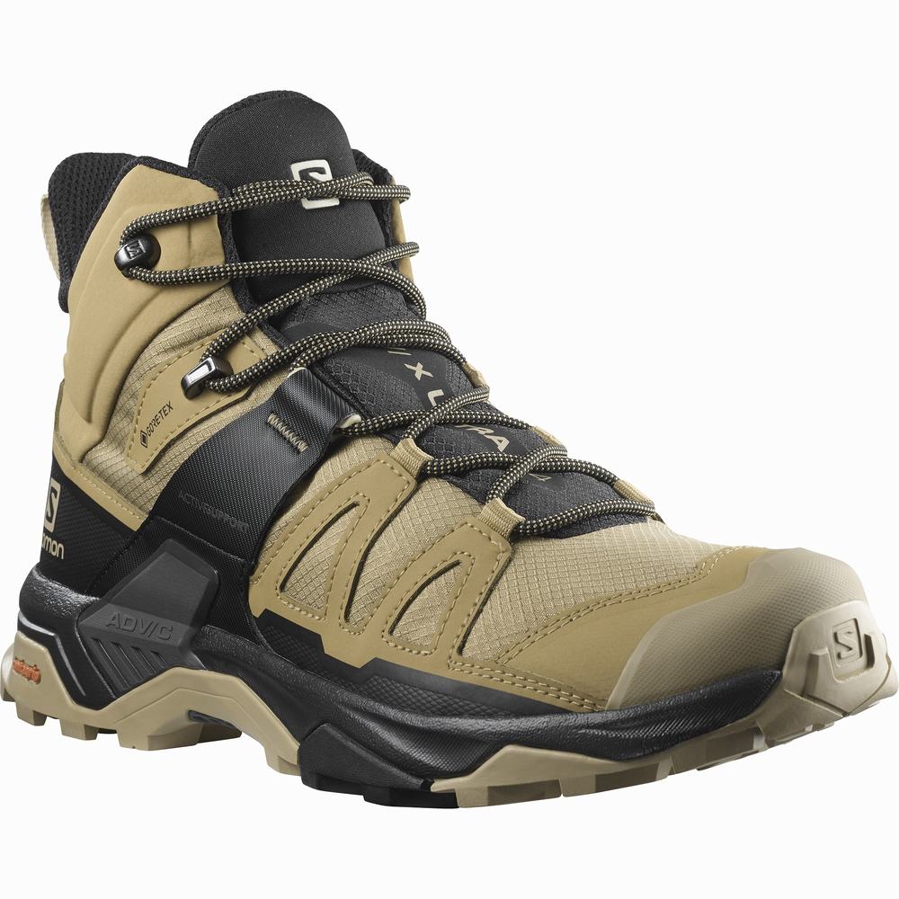 Men's Salomon X Ultra 4 Mid Gore-tex Hiking Boots Brown/Black | NZ-7683109