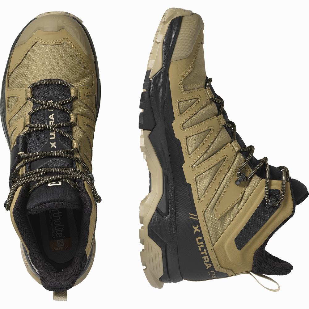 Men's Salomon X Ultra 4 Mid Gore-tex Hiking Boots Brown/Black | NZ-7683109