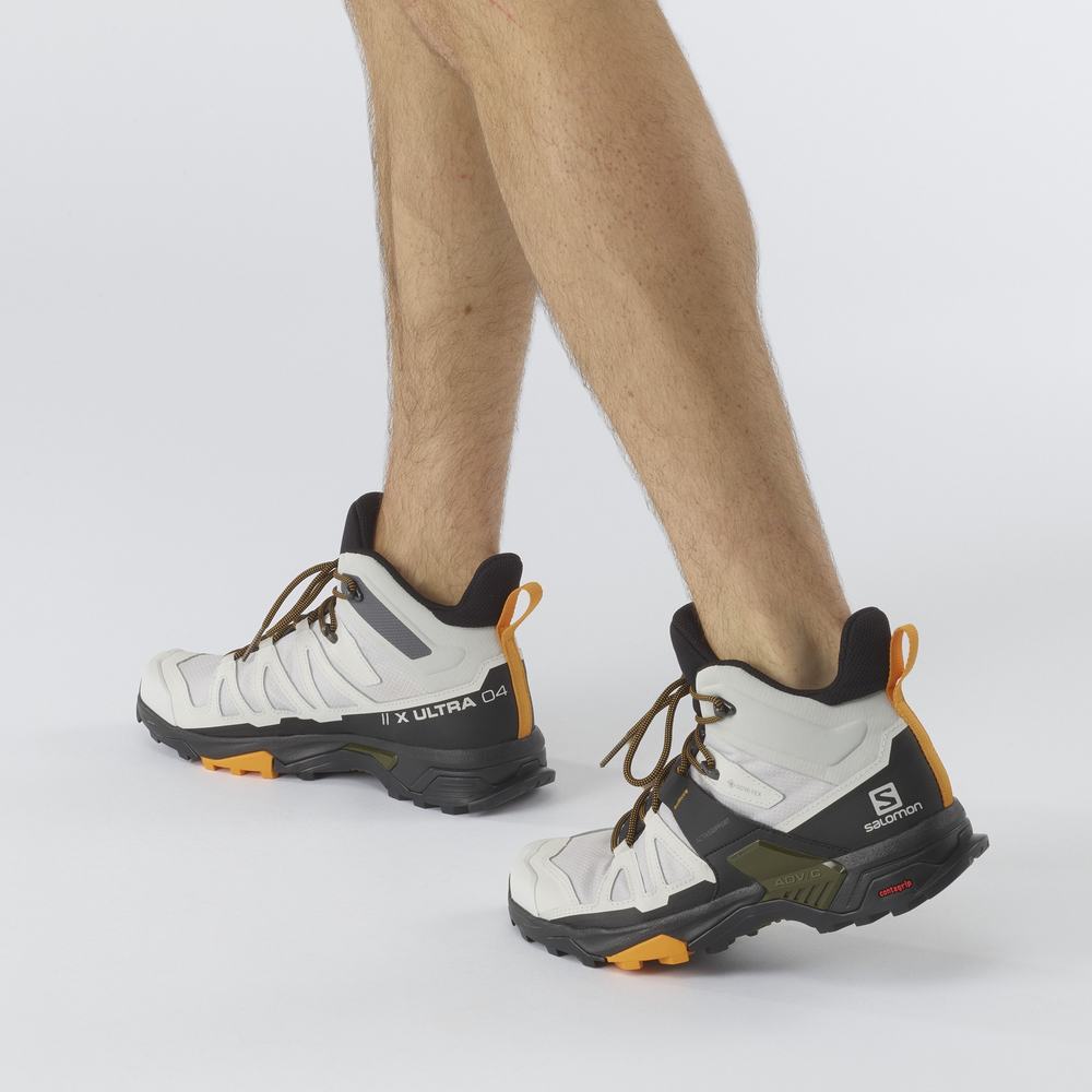 Men's Salomon X Ultra 4 Mid Gore-tex Hiking Boots White/Black | NZ-9801675