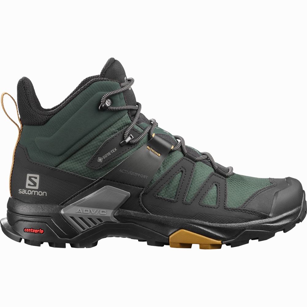 Men\'s Salomon X Ultra 4 Mid Gore-tex Hiking Boots Green/Black | NZ-9854763