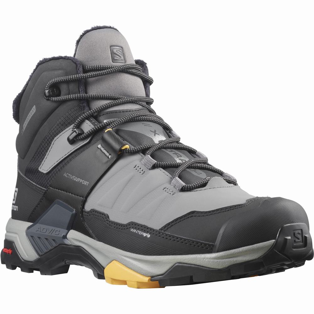 Men's Salomon X Ultra 4 Mid Winter Thinsulate™ Climasalomon™ Waterproof Winter Boots Black/Apricot | NZ-2186749