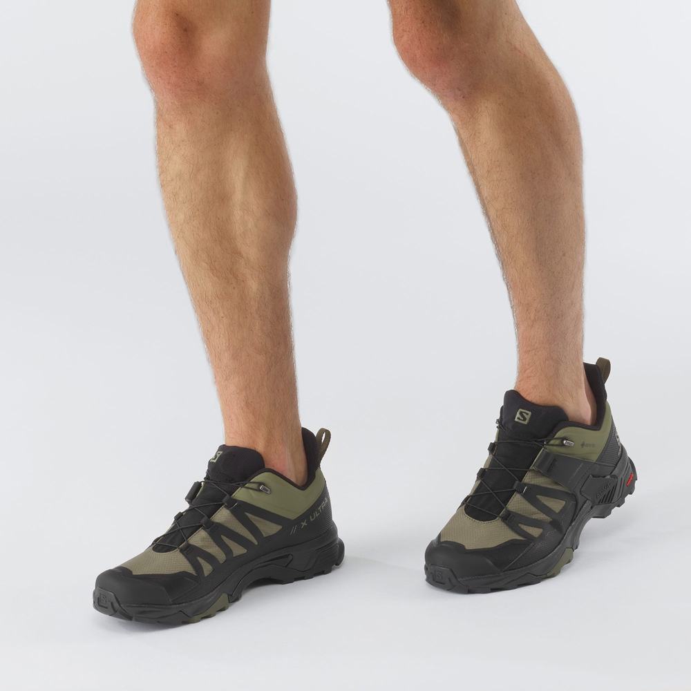 Men's Salomon X Ultra 4 Wide Gore-tex Hiking Shoes Deep Green/Black/Olive | NZ-2950647