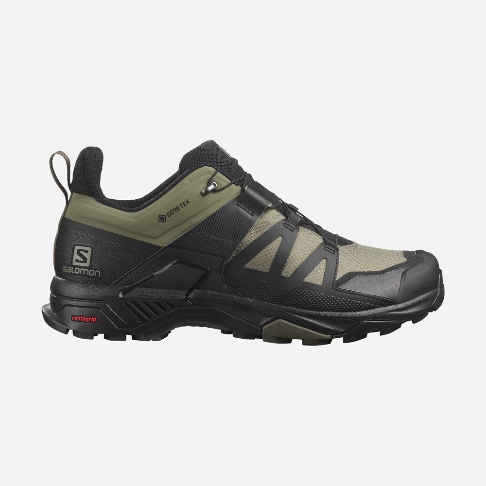 Men\'s Salomon X Ultra 4 Wide Gore-tex Hiking Shoes Deep Green/Black/Olive | NZ-2950647