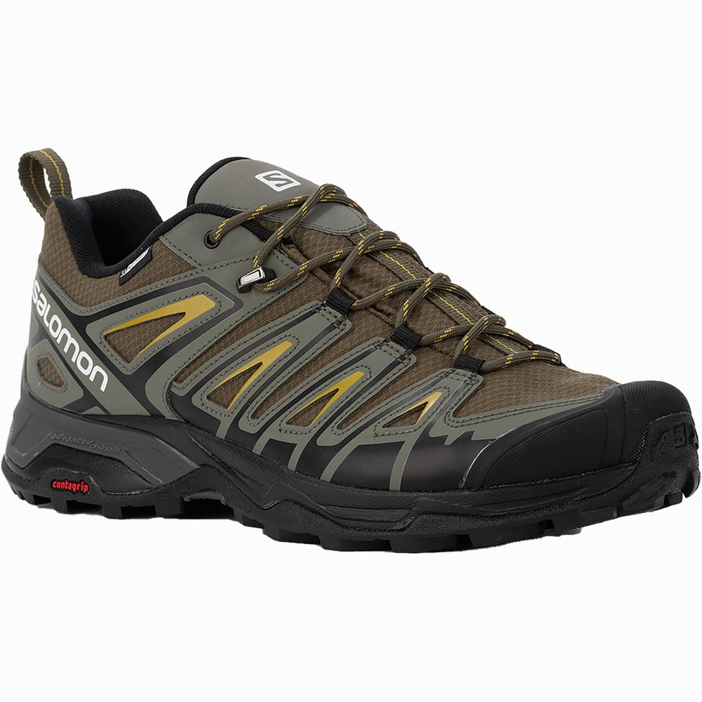 Men's Salomon X Ultra Pioneer Climasalomon™ Waterproof Hiking Shoes Olive/Grey | NZ-1269543