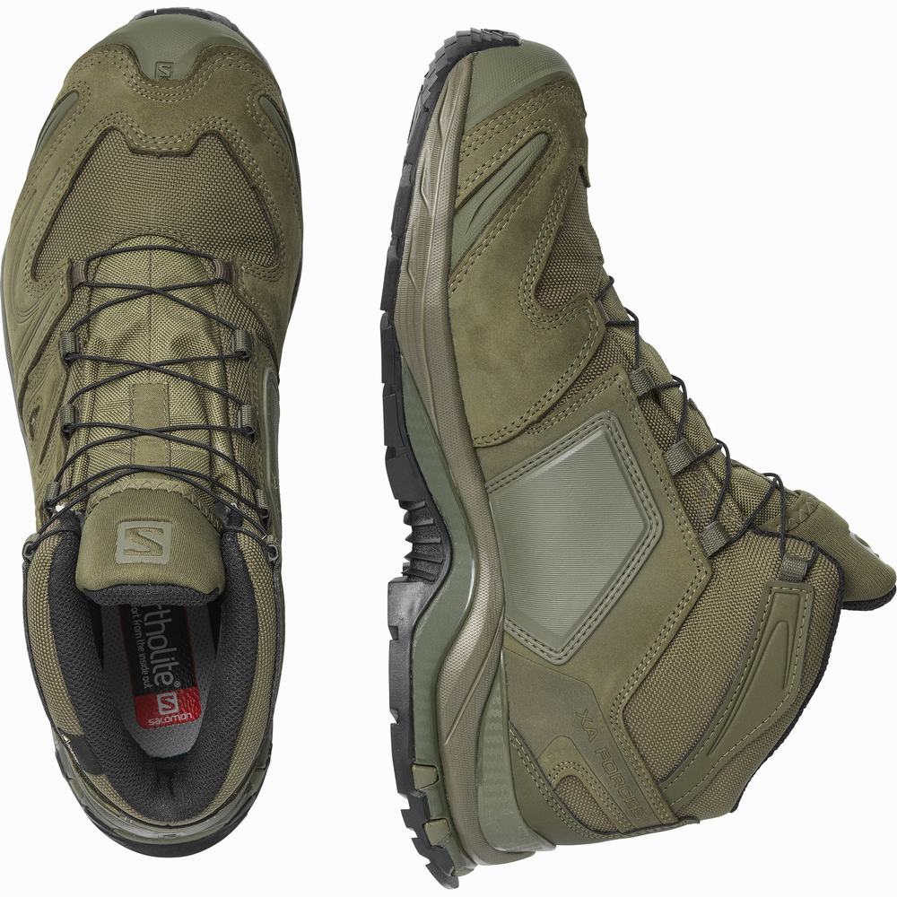 Men's Salomon Xa Forces Mid Gore-tex En Approach Shoes Green | NZ-0253698
