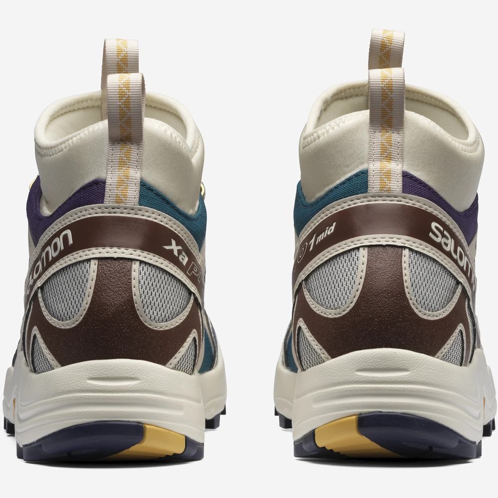 Men's Salomon Xa Pro 1 Mid Gore-tex Sneakers White/Chocolate/Purple | NZ-2146305