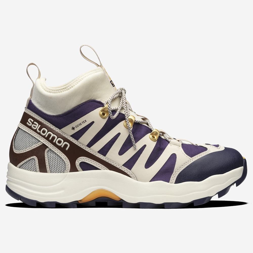 Men\'s Salomon Xa Pro 1 Mid Gore-tex Sneakers White/Chocolate/Purple | NZ-2146305