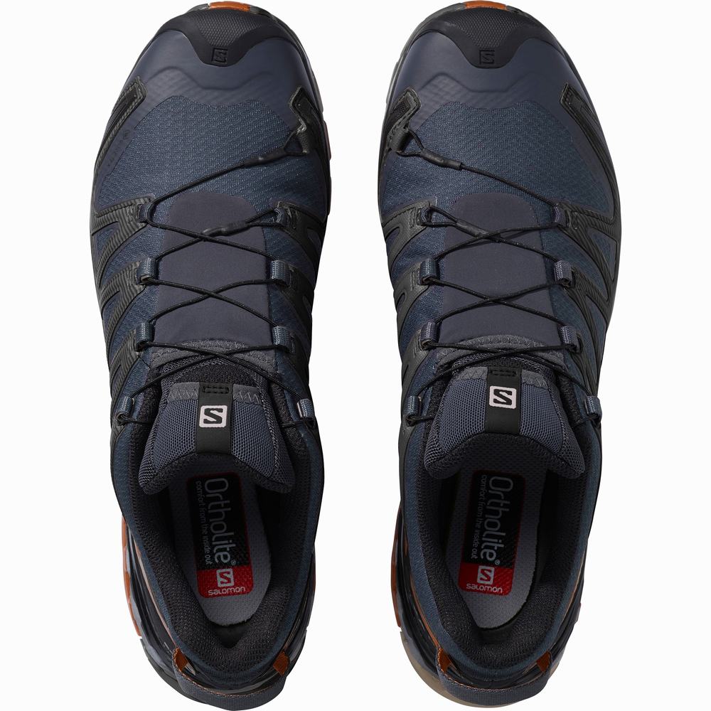 Men's Salomon Xa Pro 3d V8 Gore-tex Wide Trail Running Shoes Navy/Black | NZ-3256790