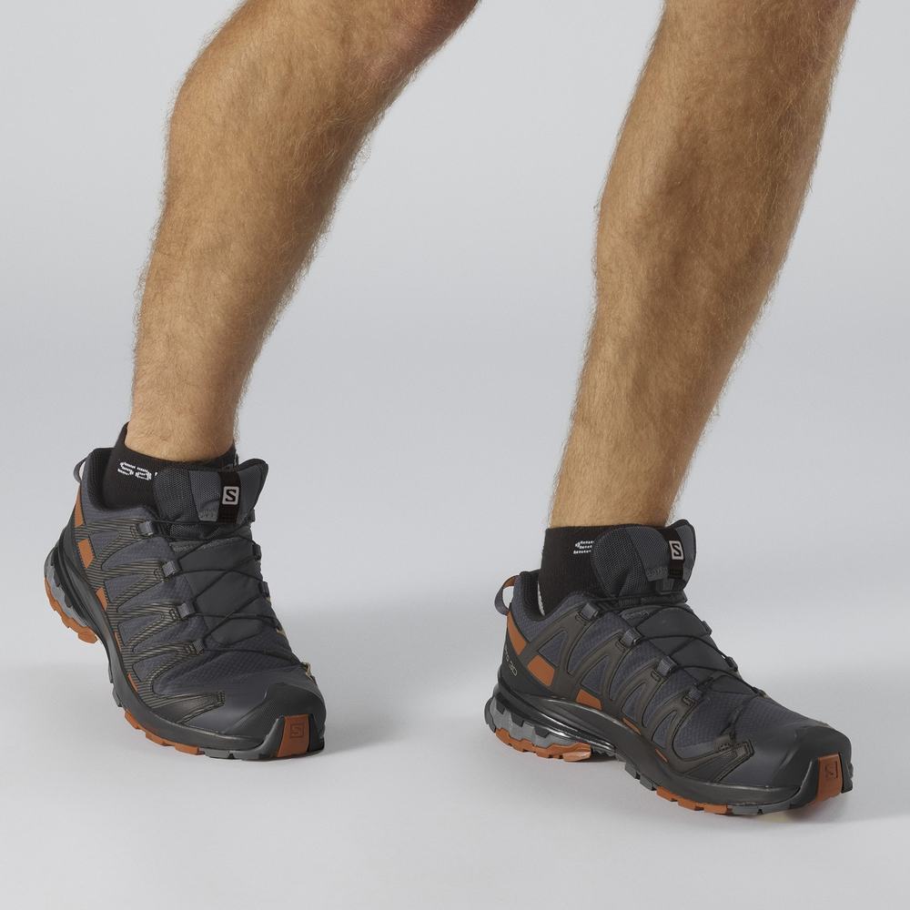 Men's Salomon Xa Pro 3d V8 Gore-tex Wide Hiking Shoes Navy/Black | NZ-6134029