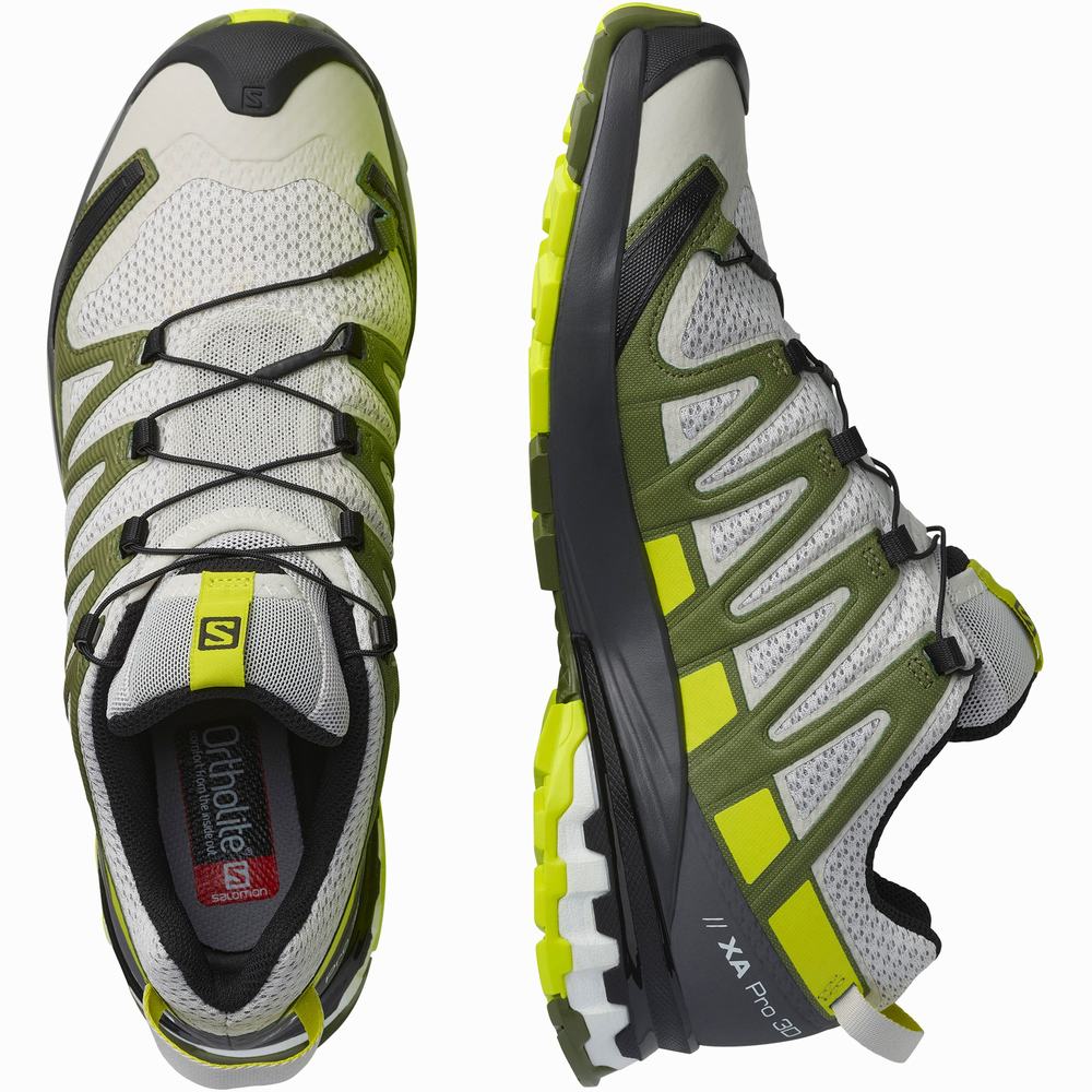 Men's Salomon Xa Pro 3d V8 Trail Running Shoes White/Green | NZ-8670543