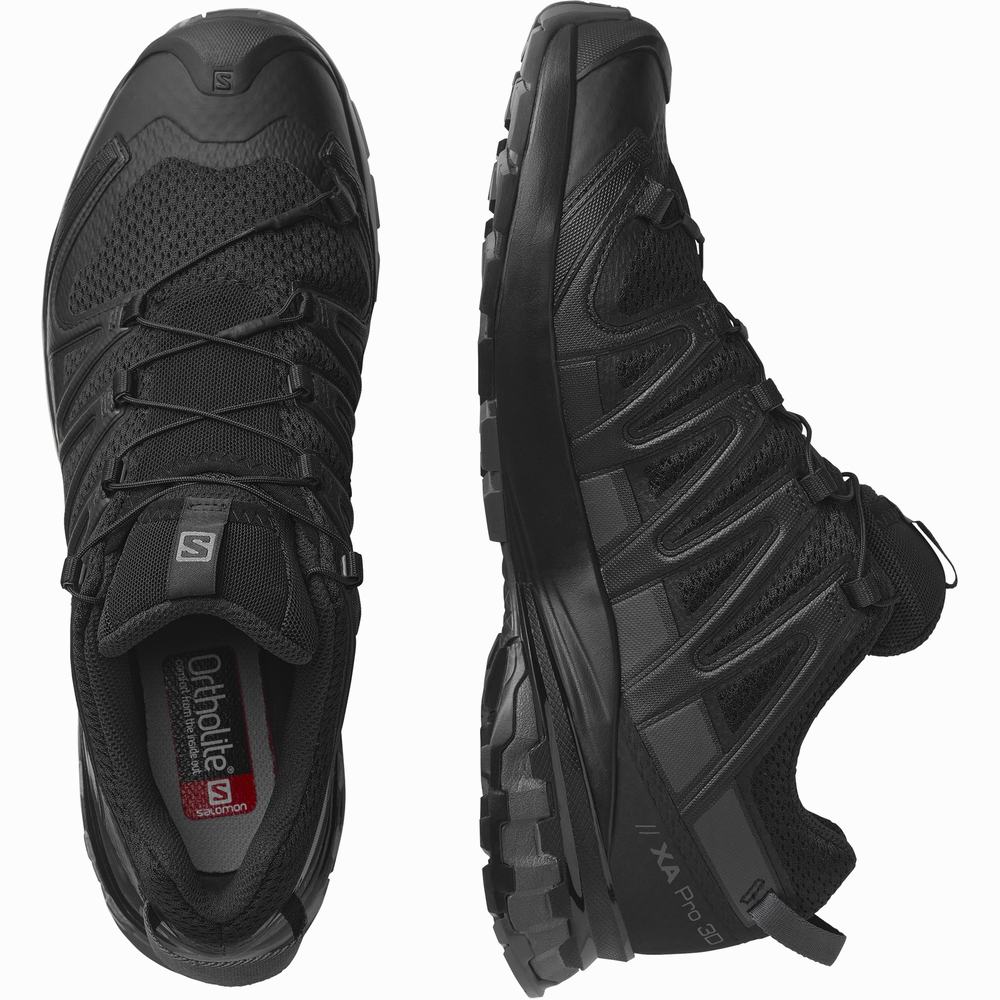 Men's Salomon Xa Pro 3d V8 Wide Hiking Shoes Black | NZ-4712085