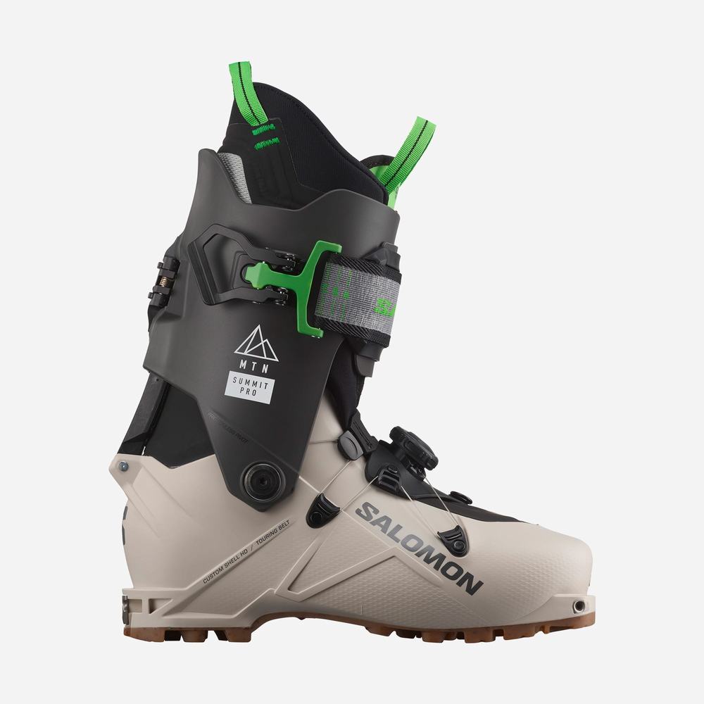 Men's Salomon Mtn Summit Pro Ski Boots Khaki/Black/Green | NZ-4980675
