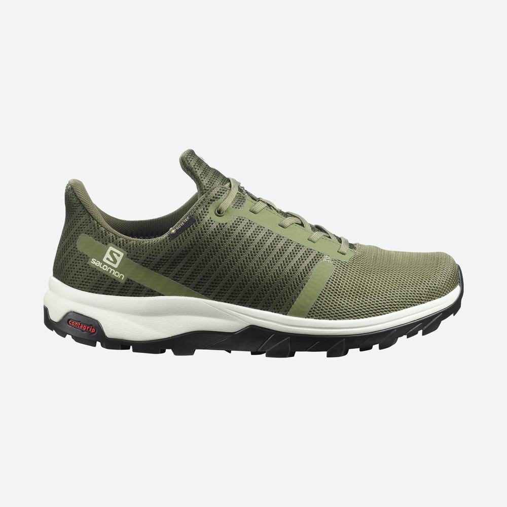 Men's Salomon Outbound Prism Gore-tex Hiking Shoes Deep Green/Olive | NZ-3762109