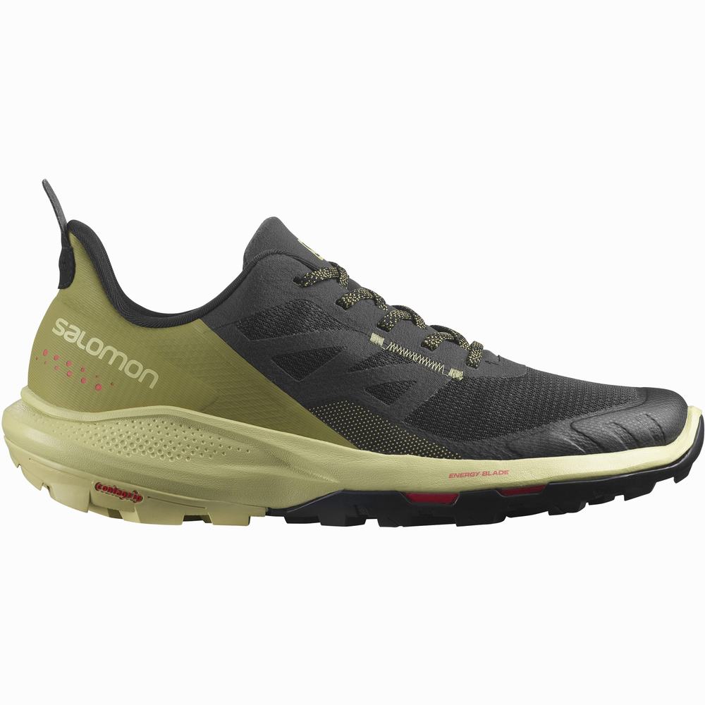 Men's Salomon Outpulse Hiking Shoes Black/Green/Red | NZ-3409526