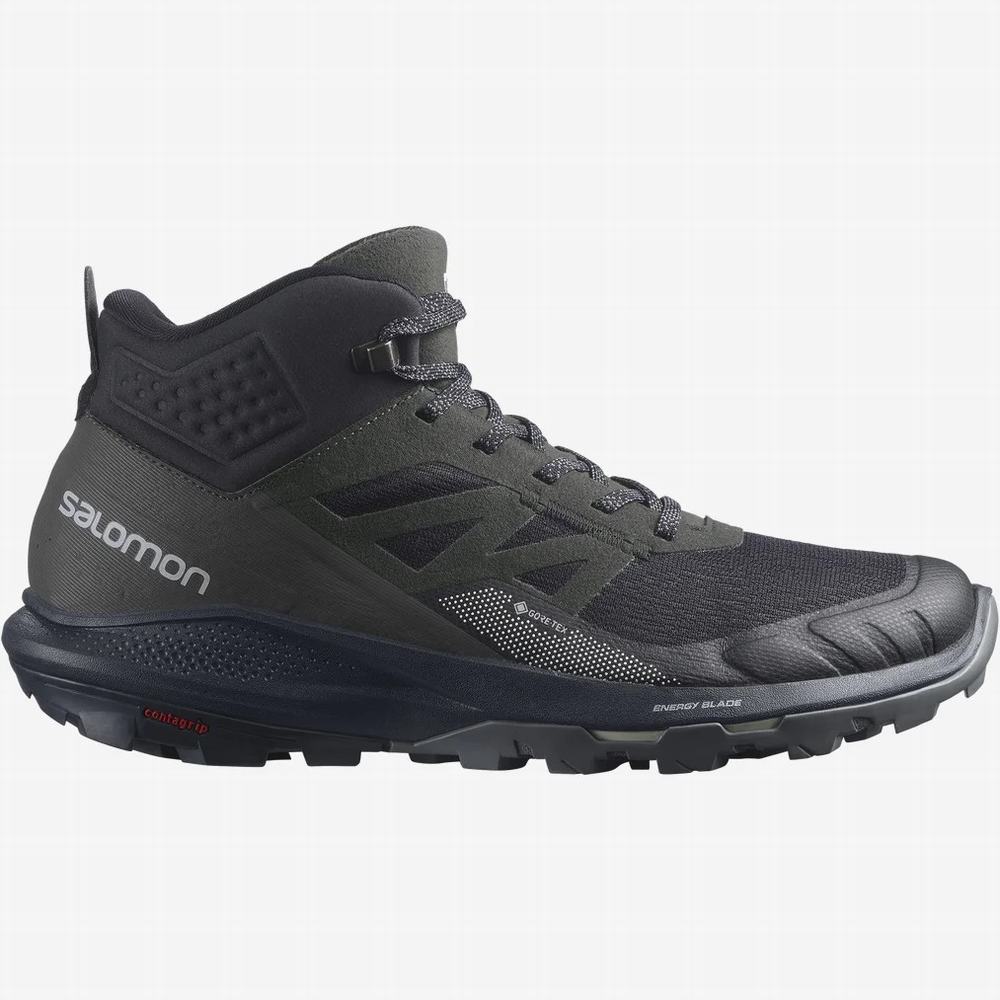 Men's Salomon Outpulse Mid Gore-tex Hiking Boots Black | NZ-1950827