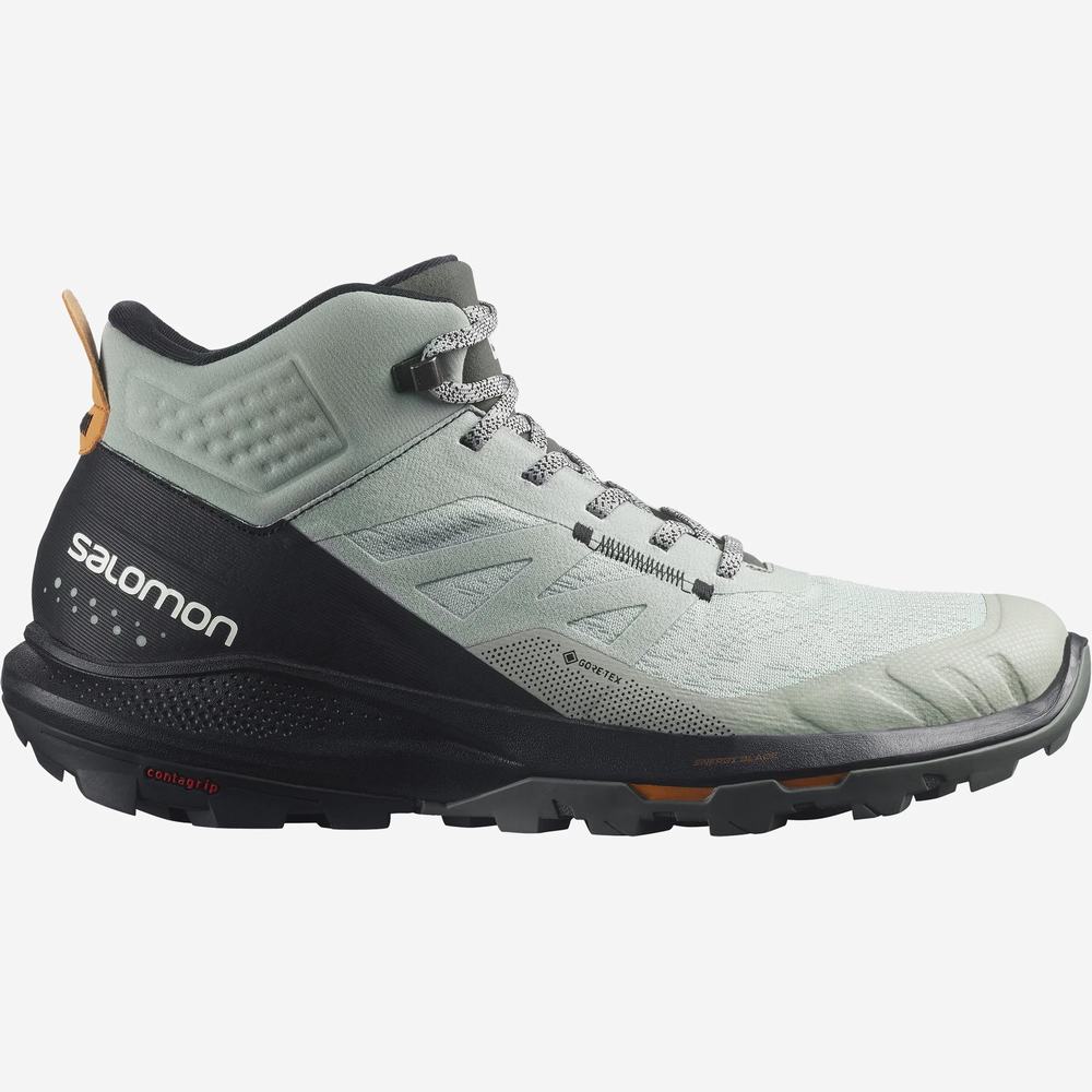 Men's Salomon Outpulse Mid Gore-tex Hiking Boots Turquoise/Black/Orange | NZ-5238146