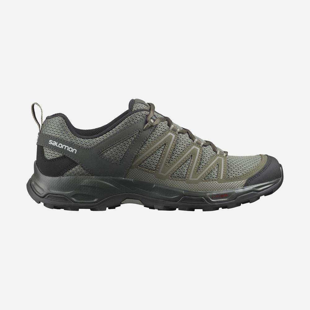 Men's Salomon Pathfinder Hiking Shoes Olive/Black | NZ-3207416