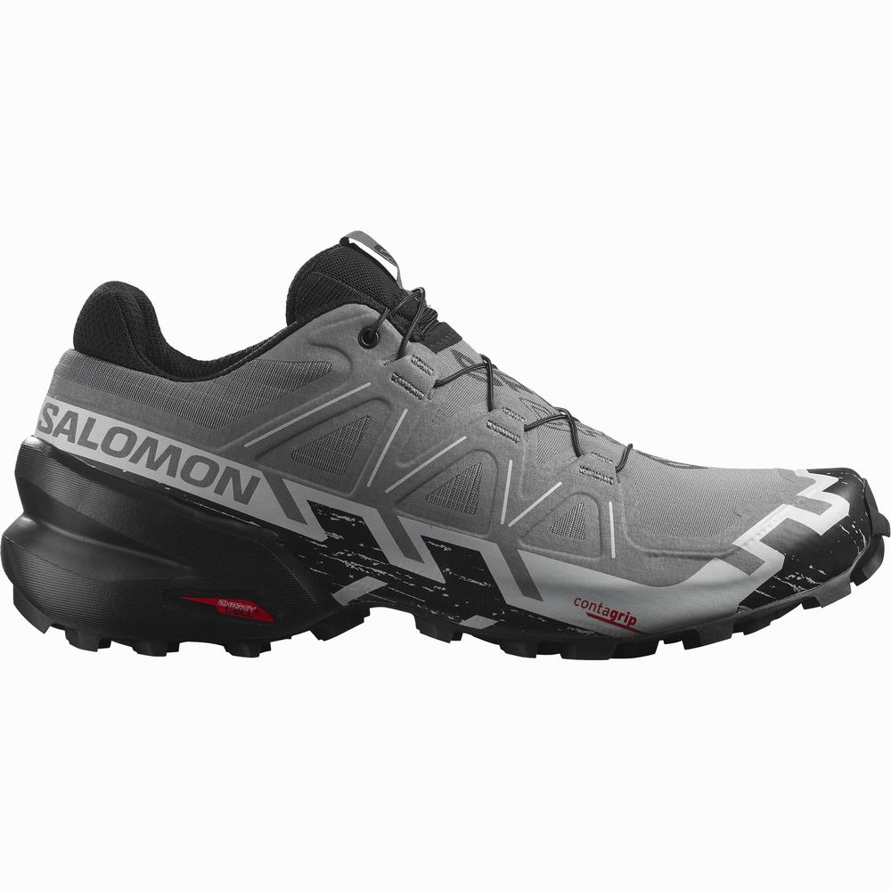 Men's Salomon Speedcross 6 Trail Running Shoes Grey/Black/Blue | NZ-3649781
