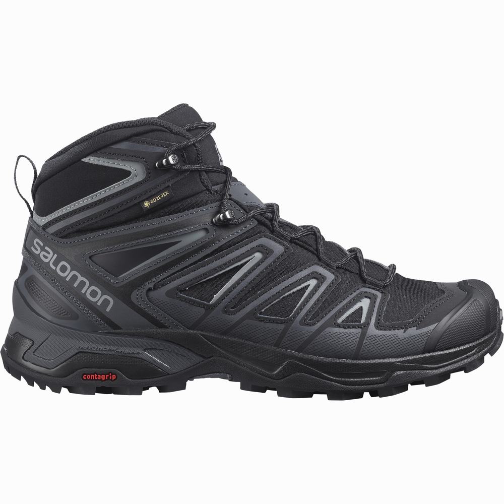 Men's Salomon X Ultra 3 Wide Mid Gore-tex Hiking Boots Black | NZ-4982560