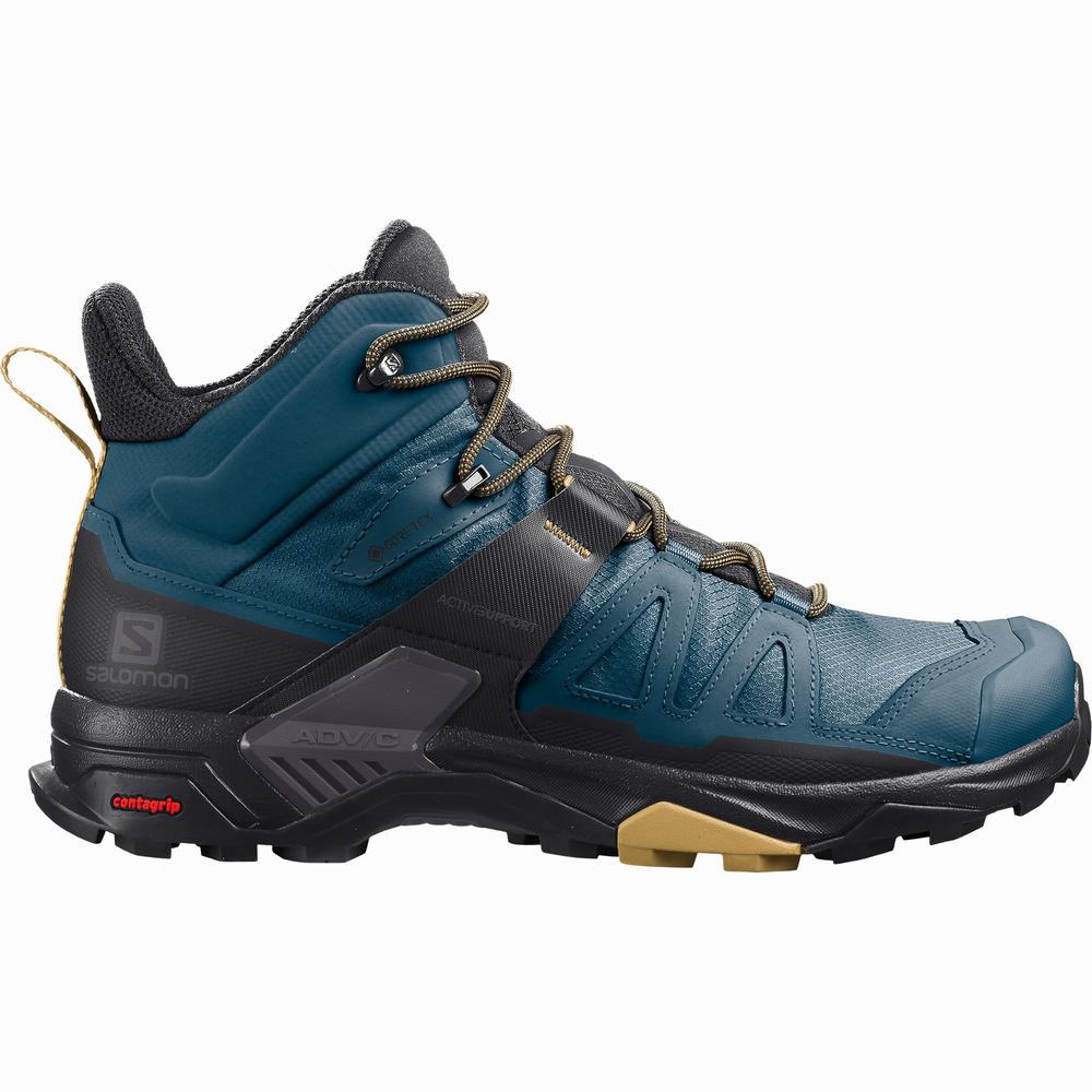 Men's Salomon X Ultra 4 Mid Gore-tex Hiking Boots Blue/Black | NZ-7981053