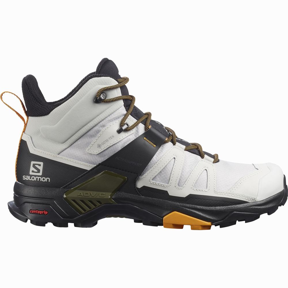 Men's Salomon X Ultra 4 Mid Gore-tex Hiking Boots White/Black | NZ-9801675