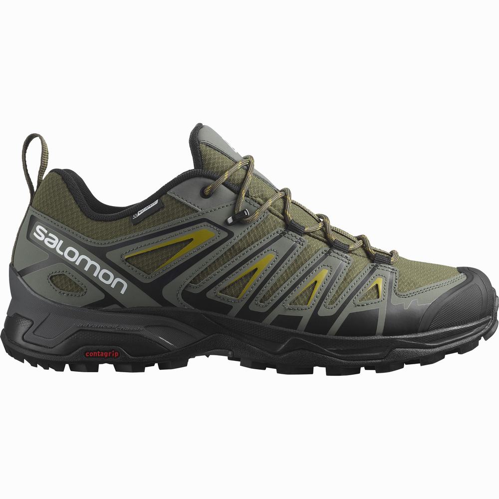 Men's Salomon X Ultra Pioneer Climasalomon™ Waterproof Hiking Shoes Olive/Grey | NZ-1269543