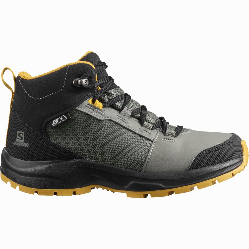 Kids' Salomon Outward Climasalomon™ Waterproof Hiking Shoes Grey/Black | NZ-6470938