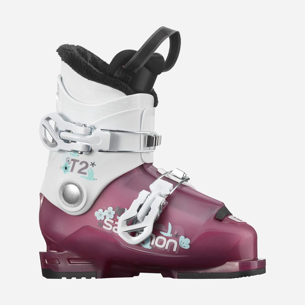 Kids' Salomon T2 Rt Girly Ski Boots Rose Purple/White | NZ-0362948