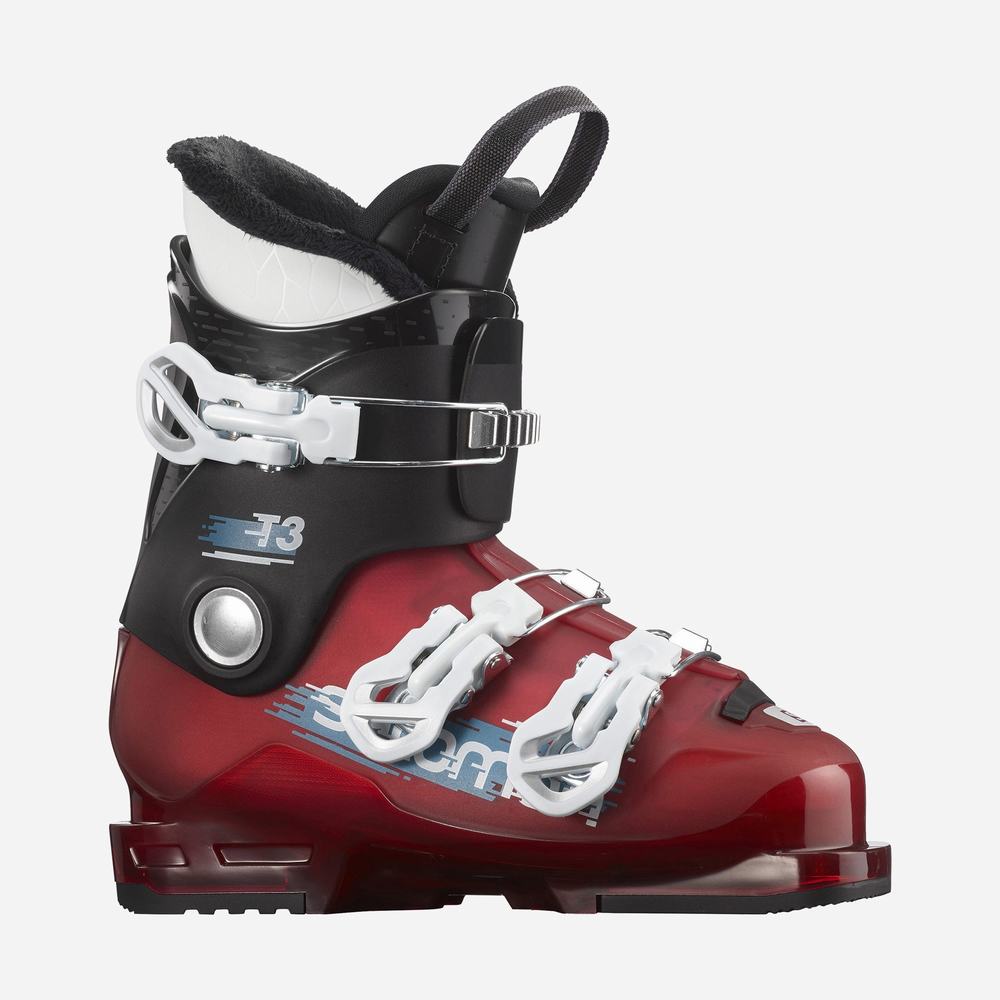 Kids' Salomon T3 Rt Ski Boots Black/Red/White | NZ-5863701