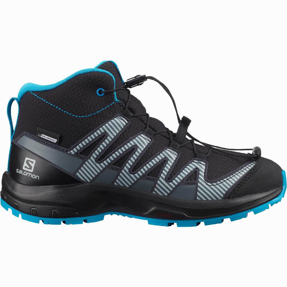 Kids' Salomon Xa Pro V8 Mid Climasalomon™ Waterproof Hiking Shoes Black | NZ-7243086